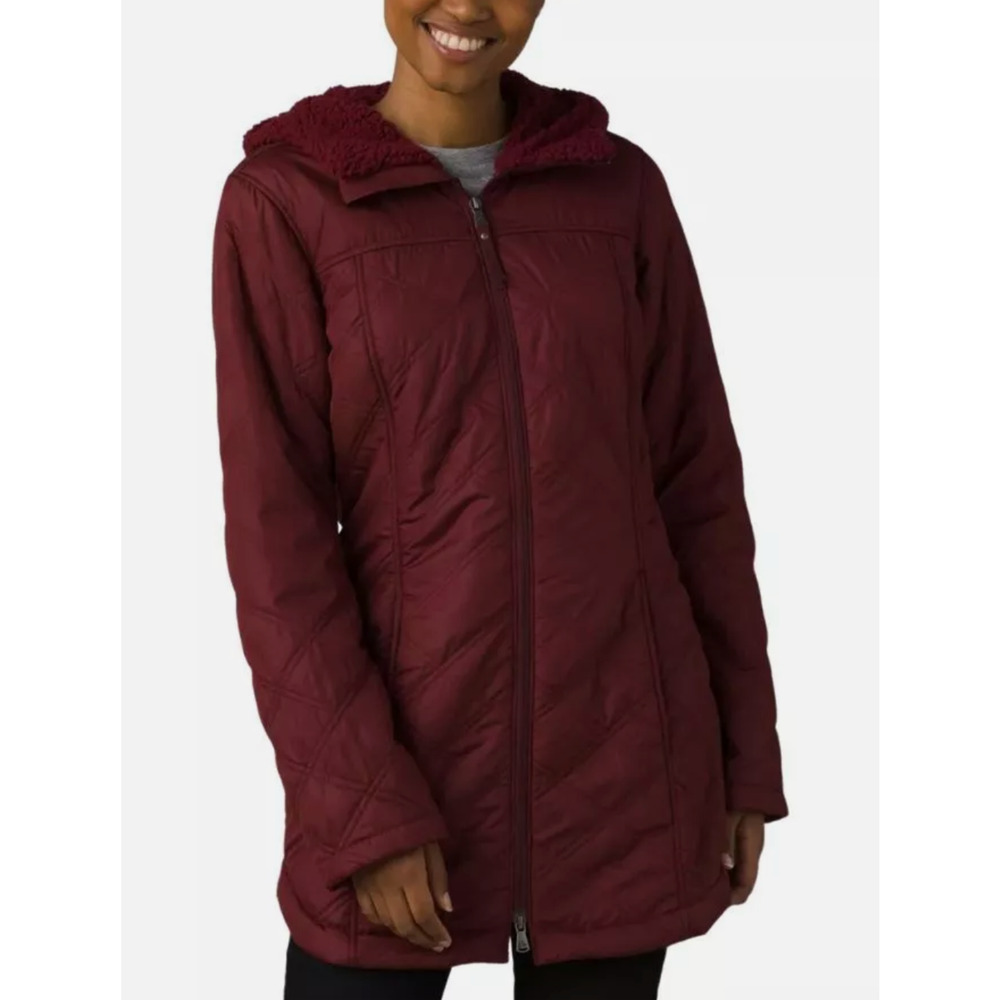 NWT prAna MAROON ESLA FLEECE LINED COAT JACKET 1962151 SZ XS